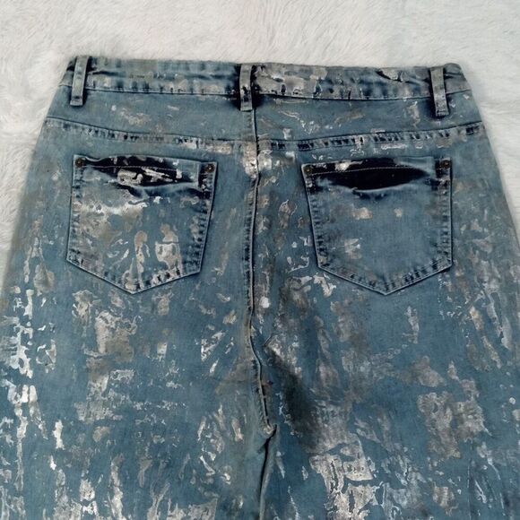 Ashley Stewart Foil and Distressed Accent 5 Pocket Denim Jeans (Size 12) NEW!!! - Picture 8 of 10